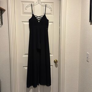 NEW w/o tags GUESS L.A. black spaghetti strap romper w/maxi skirt attached XS